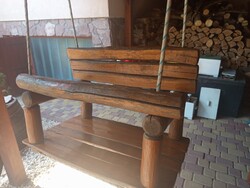 Felnőtt méretű rönk fa hinta,kötélmászóka és gyűrű egyben..