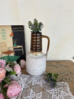 Veb Haldensleben  22.5 cm retro szürke barna   váza  Gyűjtői ritka darab német mid century modern