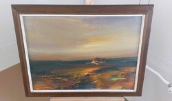 Zombori László Ősz az alföldön képcsarnokos festmény  80x60  cm kerettel