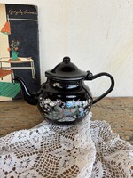 Ritka fekete alapon pávás kávéskanna Zománcos, Zománcozott  nosztalgia darab, paraszti dekoráció