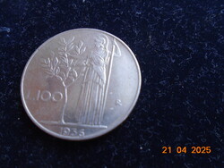 1955 100 Líra Olasz Köztársaság ,Minerva olajfával