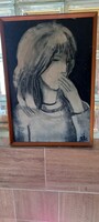 Szabó István (1927-2001)női arckép olaj festmény. 51x38 cm