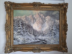 Neogrády László, Téli Tátra  festmény, 60 x 80 cm