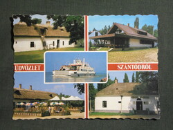 Képeslap,Szántód,mozaik,Rév,Ménes csárda,étterem látkép,részlet, 1988-