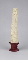 1U840 Régi keleti bölcs LUK a gazdagság szimbóluma ábrázolással csont szobor 18.5 cm