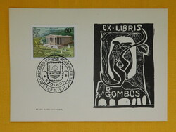 Alkalmi bélyegzés - ex libris Dr. Gombos lapon; bélyeg: görög templom