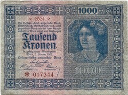 1000 korona kronen 1922 Ausztria 2.