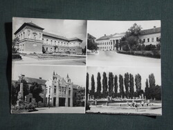 Képeslap,Szekszárd,mozaik,városháza,múzeum,strand látkép,részlet, 1958-