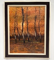 Várkonyi Gyula (1947-2022) Őszi erdőbelső KERETEZVE 73x58cm