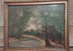 Mille őszi táj vászon festmény! ( üvegezett) 56x45.