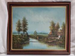 Tavaszi tájkép csendélet Austin szignóval - olaj, vásznon, 40x50 cm