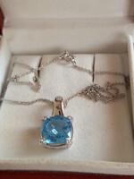 14K Fehér arany Nyaklánc 14k Topaz Medál