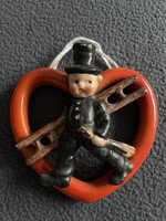 Gyönyörű Hummel ritka régi szerencse hozó kéményseprő szívvel.