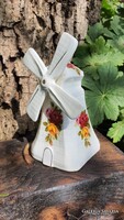 Angol porcelán rózsás szélmalom vitrindísz finomporcelán