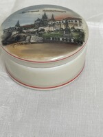Régi Budapest Halászbástya porcelán doboz, ékszertartó.