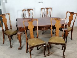 Antik﻿ Neobarokk Chippendale asztal﻿ 6 darab székkel