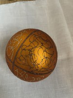 Nagy méretű üveg kézzel festett karácsonyfa dísz, gömb, hibátlan