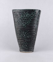 1U859 Gorka Géza halas kerámia váza 21 cm