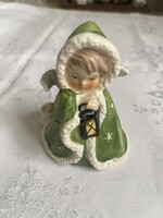 Gyögyőrű Hummel-Goebel angyal lámpással gyertyatartóval.