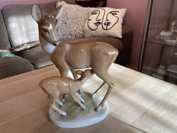 Herendi szarvas tehén borjával