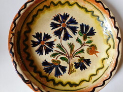 Tóth Ferenc, Ják, 1978 - búzavirágos kerámia tál 23 cm