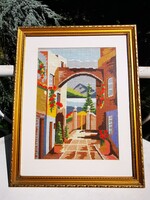 Mediterrán utca, gobelin