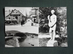 Képeslap,Szentendre,mozaik,Görög kancsó vendéglő,Duna part,Lantos nő szobor látkép,részlet, 1972-