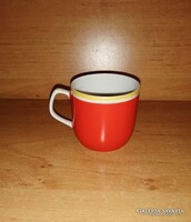 Hollóházi piros porcelán kávés csésze (10/K)