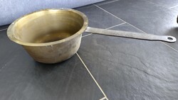 Sárgaréz edény, kovácsoltvas nyéllel