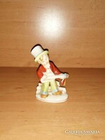 Antik német Sitzendorf porcelán gitározó cilinderes kisfiú - 11 cm (po-2)