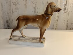 Zsolnay Ritka sötét barna Magyar Vizsla Kézzel Festett Porcelán Kutya HIBÁTLAN