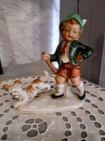 Bertram jellegű  porcelán figura  Kisfiú kutyával