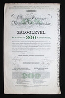 Magyar Országos Központi Takarékpénztár 4,5% záloglevél 200 korona 1922