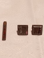EZÜST/875/ MANDZSETTA ÉS NYAKKENDŐ CSIPESZ RODONIT BERAKÁSSAL