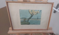 (FBL7) Robert Högfeldt litográfia, nyomat  41x31 cm kerettel