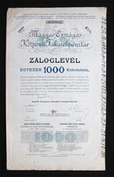 Magyar Országos Központi Takarékpénztár 4,5% záloglevél 1000 korona 1918