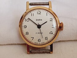 Óra karóra 007 - ZARIA 21 köves mechanikus felhúzós retro ZARJA 23mm aranyozott doboz okmányok