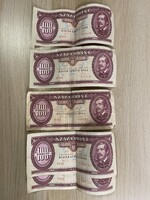 Öt darab 100 forintos 1992 2 db sorszámkövető