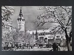 Régi képeslap Románia - Marosvásárhely télen, utcakép busszal 1975