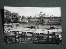 Képeslap,Szolnok,strand,medence látkép,részlet, 1962-