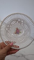Áttört porcelán rózsás tál