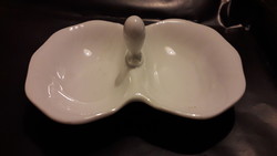Fehér porcelán asztali két részes só/bors tartó fogóval 13x10x6 cm. hibátlan