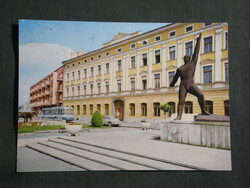 Képeslap,Szolnok,Kossuth Lajos tér,Munkásmozgalmi emlékmű,múzeum látkép,részlet, 1975-