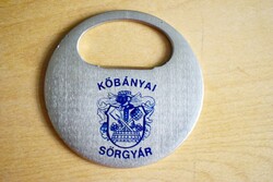 Sörnyitó , italos palack bontó , Kőbányai Sörgyár rozsdamentes acél lemez 6 cm