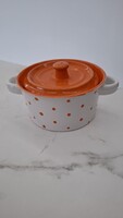 Retró  pöttyös porcelán kis lábas