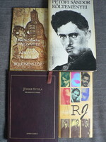 József Attila, Petőfi Sándor, Ady Endre, Radnóti Miklós verseskötetek 4 db kötet egyben