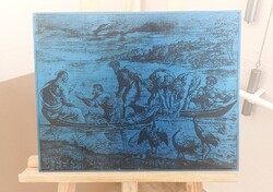Csodálatos halfogás nyomat Raffaello után fémlemezen 47x37 cm