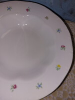 Zsolnay kisvirágos porcelán mély tányér zöld lüszteres széllel