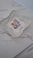 Áttört porcelán rózsás tál