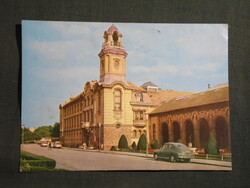 Képeslap,Szolnok,Tisza szálló,autó,utca látkép,részlet, 1968-